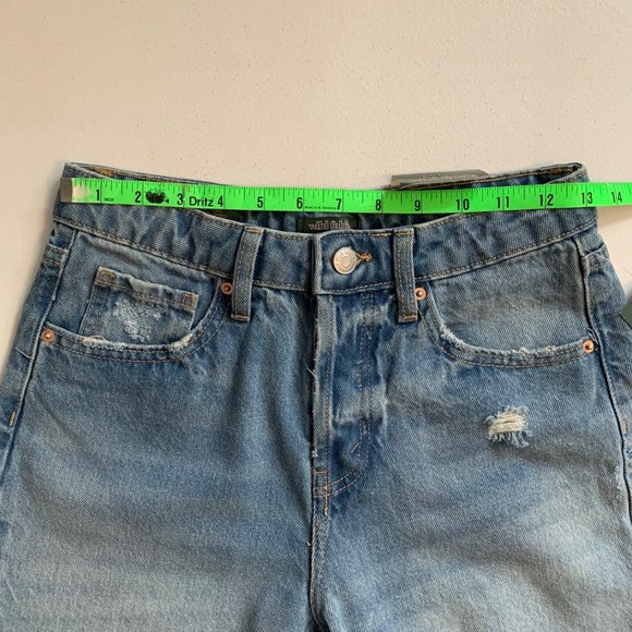 Wild Fable Jean Bermuda Shorts Size 0 High Rise Raw Hem Denim NWT - Picture 13 of 16